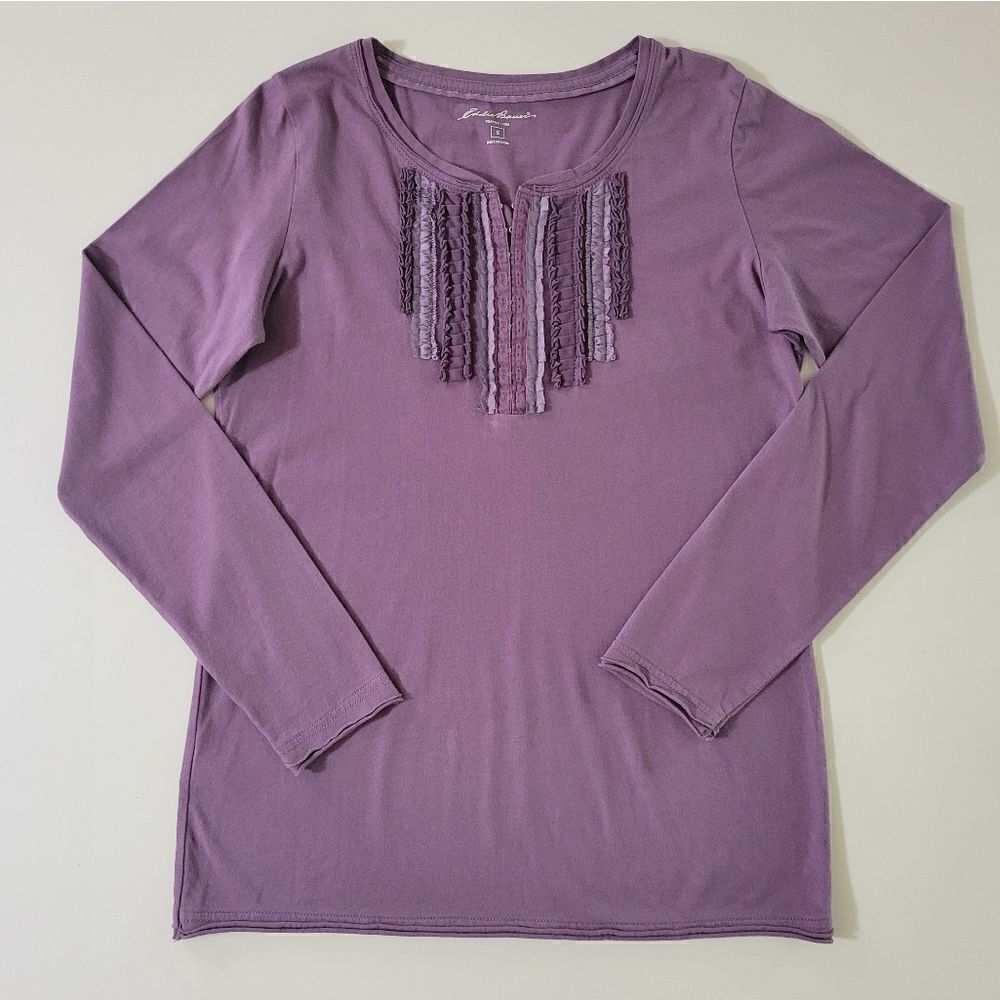Eddie Bauer Women's Purple Henley Style Long Sleeve Pullover Top